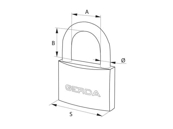 Gerda 30 mm hänglås i mässing + 3 nycklar