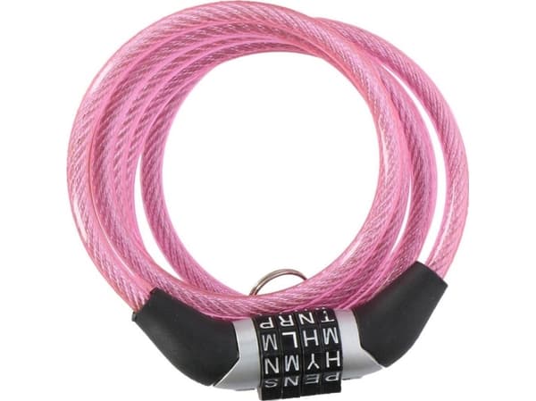 Dunlop Dunlop spiral sykkellås med kombinasjon 0,6x120cm - rosa