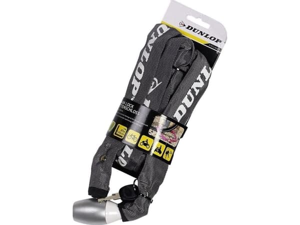 Dunlop Sykkellås, kjede med lås, lengde 120cm Dunlop
