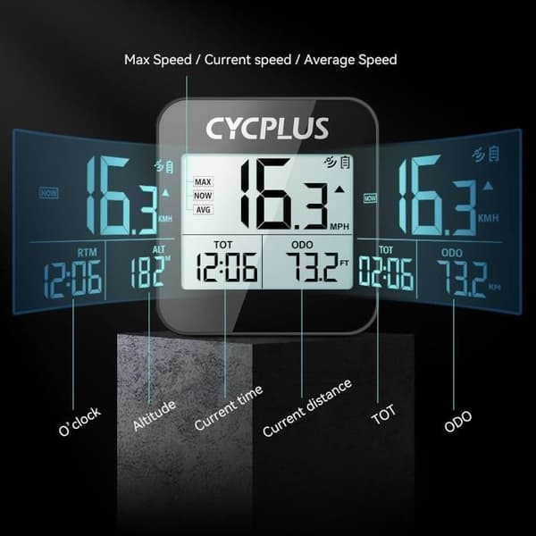 GPS cykelräknare - CYCPLUS - G1 - Vattentålig IPX6 - Hastighet, Avstånd, Tid