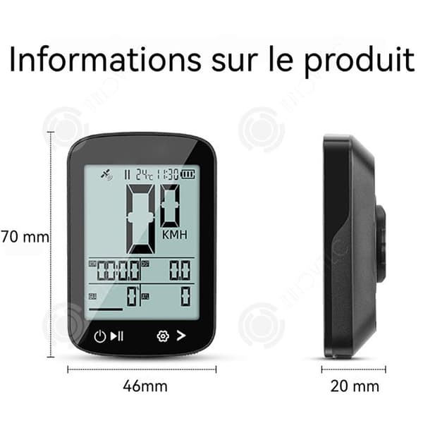 INN Hastighetsmätare vattentålig IPX7 cykeldator GPS intelligent bakgrundsbelysning 30 s automatisk lätt och portabel svart