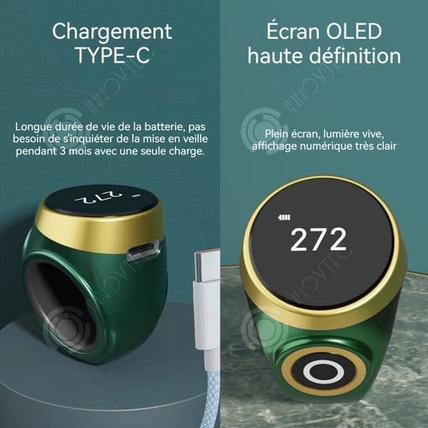 INN Mini handräknare Digital OLED-skärm Typ-C-laddning Touch-kontroll Justerbar storlek Digital fingersräknare