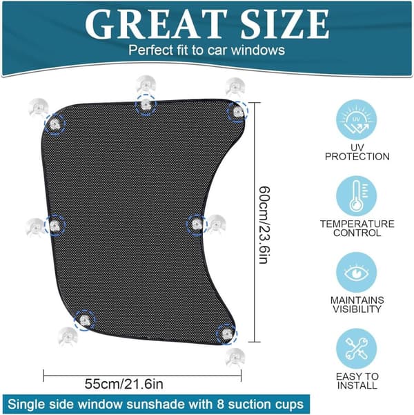 INF Truck Sunshade - Mesh stof med sugekopper