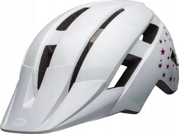 BELL Hjelm junior BELL SIDETRACK II INTEGRERT MIPS hvite stjerner roz. Universal (50–57 cm) (NY)