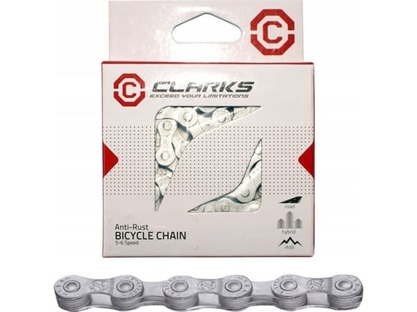 Clarks CLARKS C5-7AR sykkelkjede, 5-7-trinns, 116 ledd, 1/2"x3/32", Link, Anti-korrosjon, Sølv