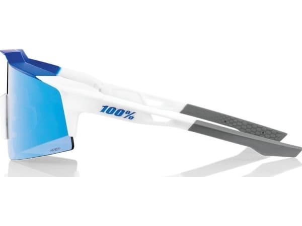 100% Glasögon 100% SPEEDCRAFT SL Matte White/Metallic Blue - HiPER Blue Multilayer Mirror Lens (LT 15% Blå Multilayer Mirror Lens + LT 93% Klar lins)