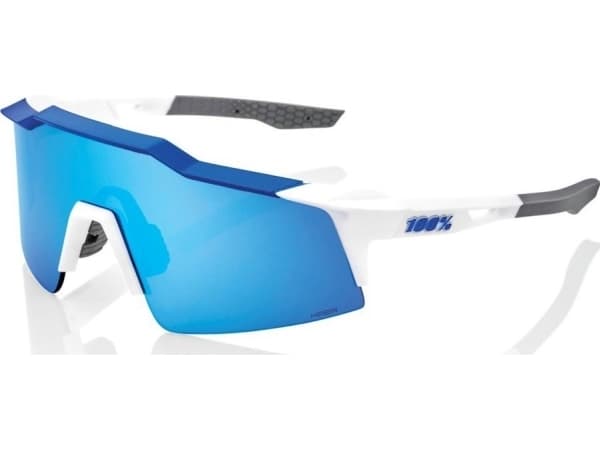 100% Glasögon 100% SPEEDCRAFT SL Matte White/Metallic Blue - HiPER Blue Multilayer Mirror Lens (LT 15% Blå Multilayer Mirror Lens + LT 93% Klar lins)