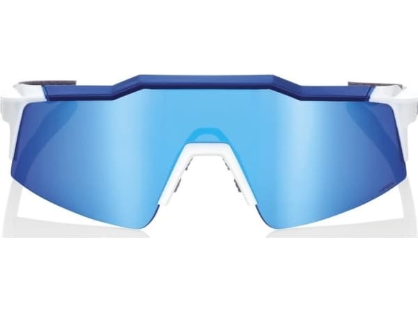 100% Glasögon 100% SPEEDCRAFT SL Matte White/Metallic Blue - HiPER Blue Multilayer Mirror Lens (LT 15% Blå Multilayer Mirror Lens + LT 93% Klar lins)