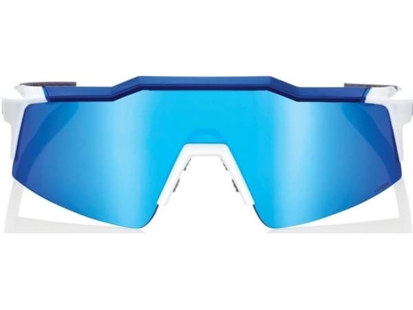100% Glasögon 100% SPEEDCRAFT SL Matte White/Metallic Blue - HiPER Blue Multilayer Mirror Lens (LT 15% Blå Multilayer Mirror Lens + LT 93% Klar lins)