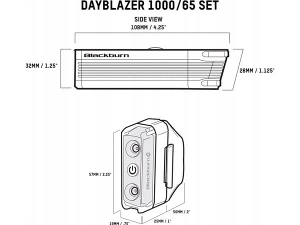 Blackburn BLACKBURN DAYBLAZER lys foran 1000 lumen, bak 65 lumen (NY)