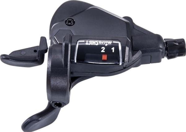 Microshift MICROSHIFT shifter, venstre, 2-trinns, Shimano-kompatibel, Thumb Tap, Optisk Gear Indicator (NY)