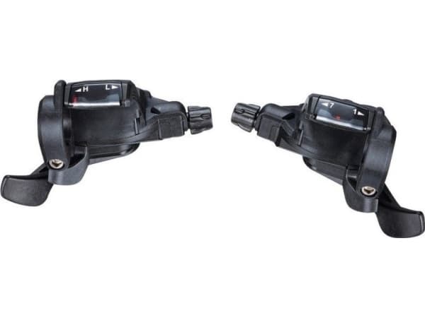 Microshift MICROSHIFT girskiftere, par, 7-trinns (3x7), Shimano-kompatibel, Thumb Tap, Optisk Gear Indicator (NY)