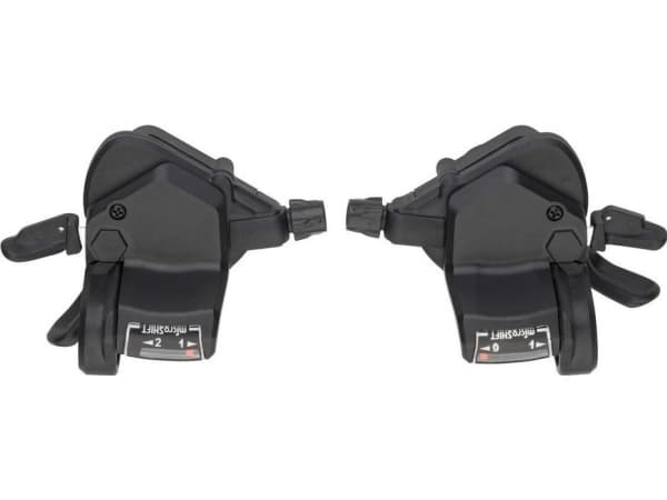 Microshift MICROSHIFT girskiftere, par, 9-trinns (2x9), Shimano-kompatibel, Thumb Tap, Optisk Gear Indicator (NY)