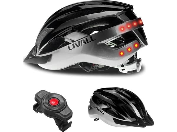 Bluetooth MTB sykkelhjelm 58-62cm LED/SOS/Intercom grå