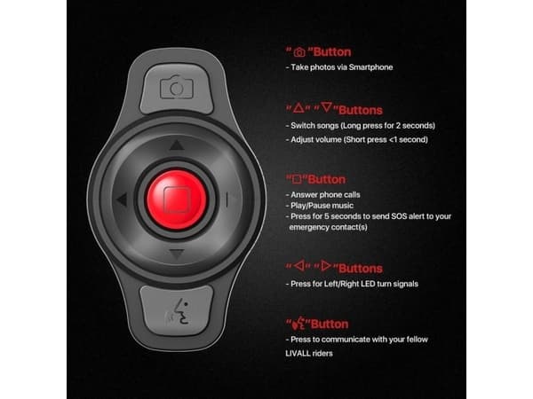 Kask szosowy Bluetooth 55-61cm LED/SOS/Intercom czerwony