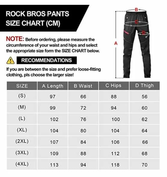 ROCKBROS YPK009-1S-4XL Pyöräilyshortsit Pitkät vedenpitävät Vapaa-ajan housut