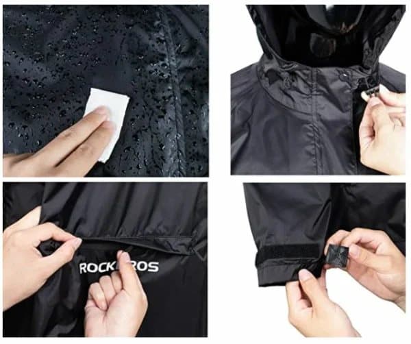 ROCKBROS vedenpitävä sadetakki Miehet Naiset Unisex Musta