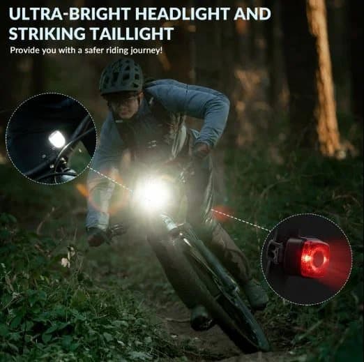 ROCKBROS Cykel lys sæt 200M belysning baglygte LED IPX5 cykellampe