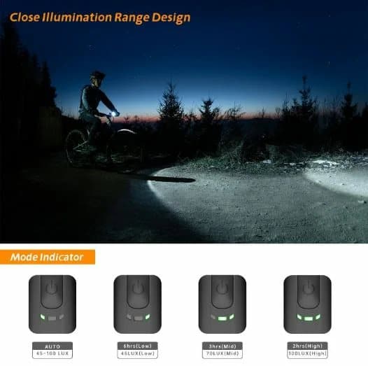ROCKBROS Cykel lys sæt 200M belysning baglygte LED IPX5 cykellampe