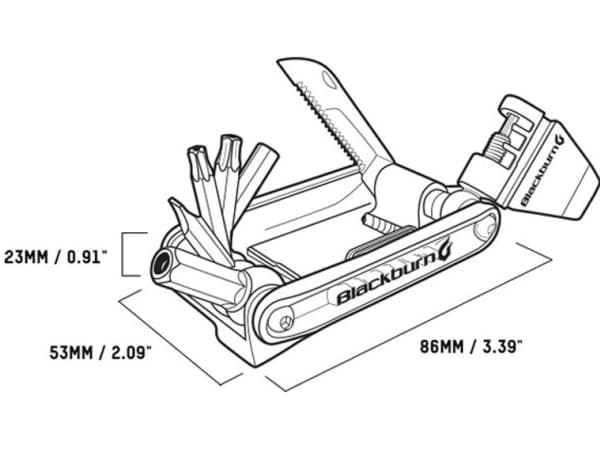 Blackburn Wayside monitoimityökalu 19-toiminen käsiavain grafiitti (BBN-7068161)