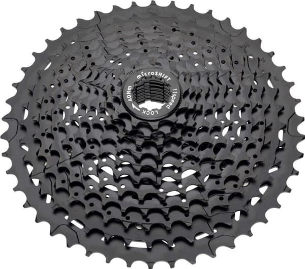 Microshift-kassett MICROSHIFT XLE 11.rzedowa, Stalowa do 36T Aluminiowa 42T, kompatibel med Shimano, 11-13-15-17-19-21-24-28-32-36-42(Al.), Sort (NY)