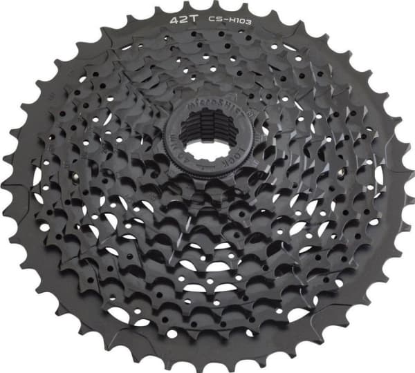 Microshift-kassett MICROSHIFT XLE 10.rzedowa, Stalowa do 36T Aluminiowa 42T, Kompatibel med Shimano, 11-13-15-18-21-24-28-32-36-42(Al.), Svart (NY)