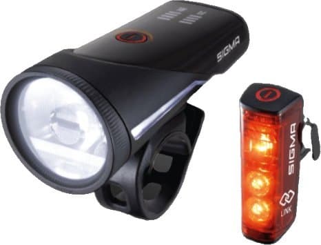 Sigma Sport Aura 100 Set + Blaze Link, Frontlys + baklys (sett), Sort, IPX4, LED, Rød, Hvit, 100 lm