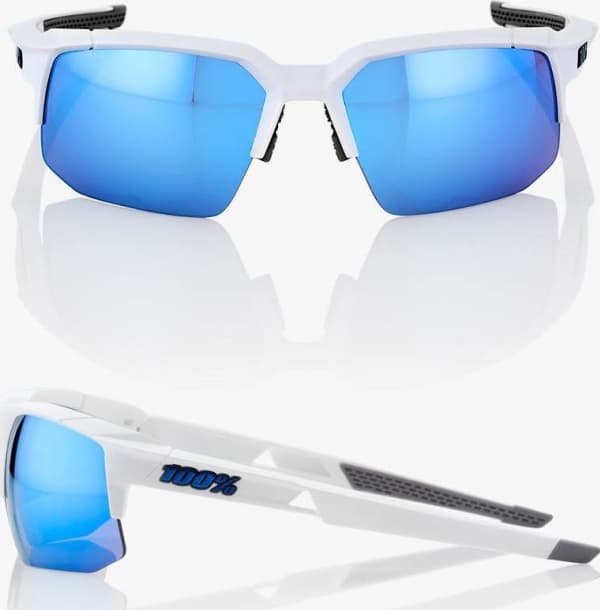 100% Okulary Speedcoupe Matte White HiPER Blue Multilayer Mirror Lens