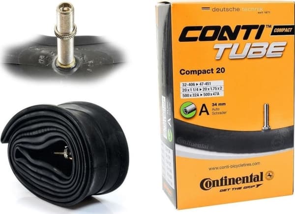 CONTINENTAL Compact Tube 20 x 1,3 - 1,9 (32-47x406-451) Schrader 34 mm Butyl