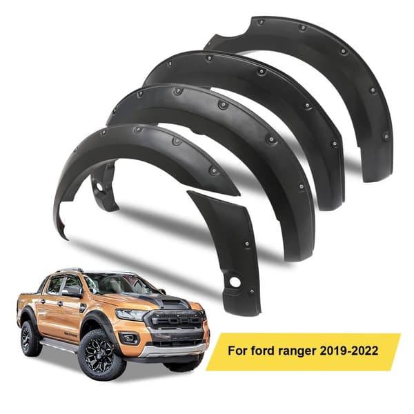 Fender Flares til Ford Ranger, 28 mm forlængelse, holdbart ABS-materiale,Med sidesensor