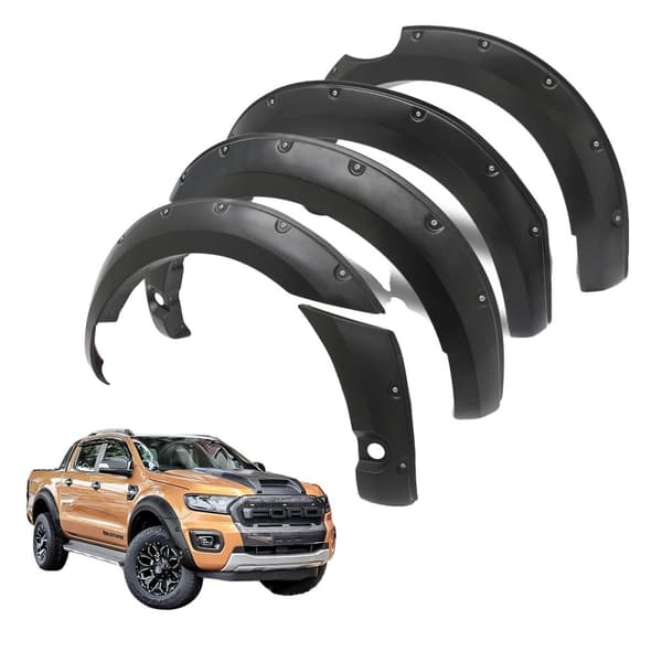 Fender Flares til Ford Ranger, 28 mm forlængelse, holdbart ABS-materiale,Med sidesensor