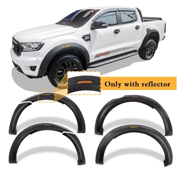 Fender Flares til Ford Ranger, Mat Sort, ABS Materiale,Reflektor stil