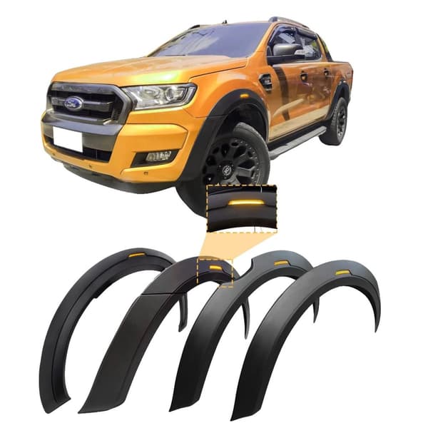 Fender Flares Ford Rangerille, Kestävä ABS-materiaali, Helppo liimakiinnitys,LED-valolla