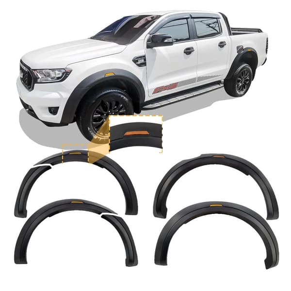Fender Flares för Ford Ranger, Hållbart ABS-material, Enkel klisterinstallationen,med reflektor