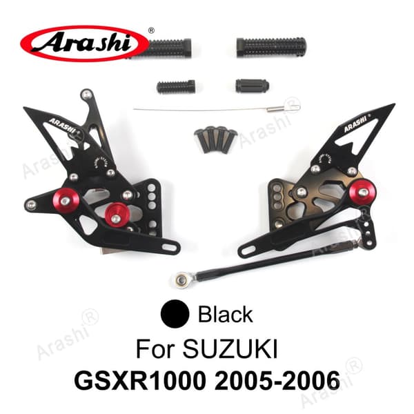 Justerbar fodstøtte til SUZUKI GSX-R1000, holdbart aluminium, nem installation,Sort 2005-2006