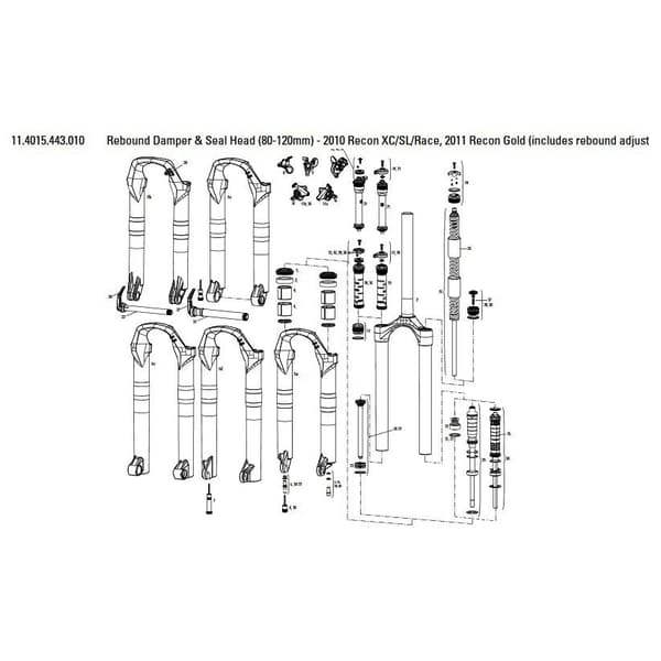 Rockshox Recon Xc/sl/race 80/120 Mm Returdämpare + Tätningshuvud Svart