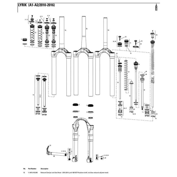 Rockshox Lyrik Rlr 180 Mm Reservdelskit Svart