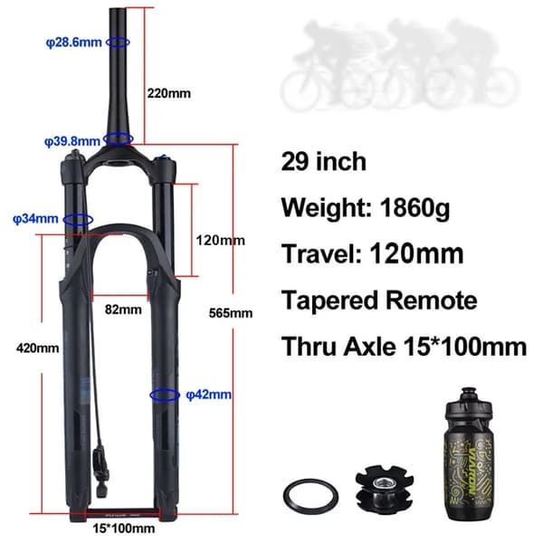 BOLANY Cykelgaffel, Boost Genomgående Axel, Återfjädringsjustering, 29 Fjärr 120mm