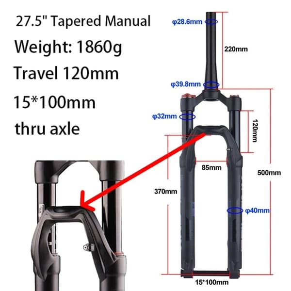 BOLANY Cykelgaffel, Boost Genomgående Axel, Återfjädringsjustering, 29 Fjärr 120mm