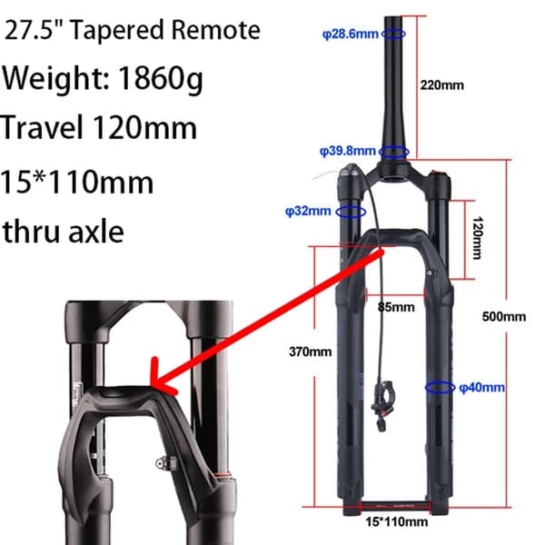 BOLANY Cykelgaffel, Boost Genomgående Axel, Återfjädringsjustering, 29 Fjärr 120mm