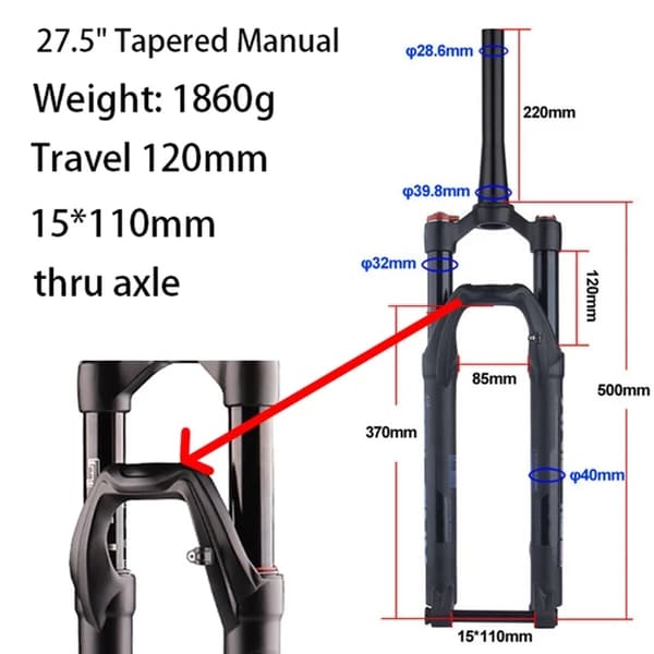 BOLANY Cykelgaffel, Boost Genomgående Axel, Återfjädringsjustering, 29 Fjärr 120mm