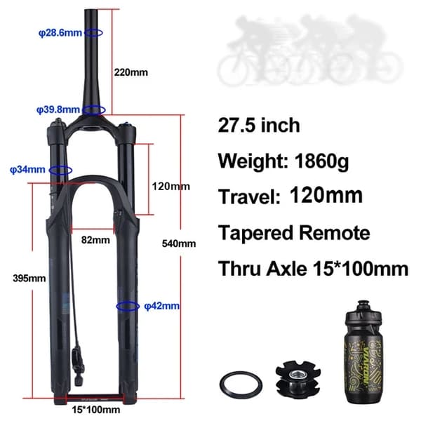 BOLANY Cykelgaffel, Boost Genomgående Axel, Återfjädringsjustering, 29 Fjärr 120mm