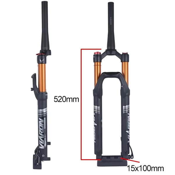 MTB forgaffel, gennemgående aksel, rebound justering, 29 Manuel 100x15