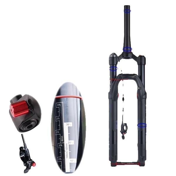 MTB forgaffel, gennemgående aksel, rebound justering, 27,5 Remote110x15