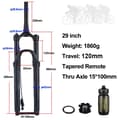 Miniatyrbillede 2 af 2: BOLANY Cykelforgaffel, Boost gennemaksel, Rebound justering, 29 Fjernbetjening 120mm