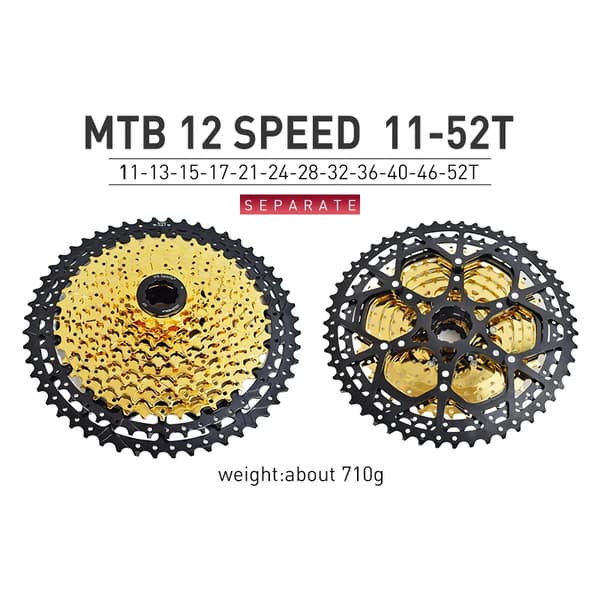 Cykelfrihjul, Ultralätt Design, Flera Hastighetsalternativ, 12s 11-52t guld