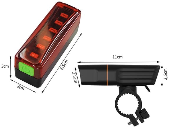 Cykelljus Fram och Bak LED – USB-Uppladdningsbar medPowerbank