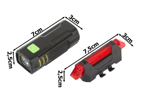 Cykellygte LED foran og bagpå - USB-genopladelig