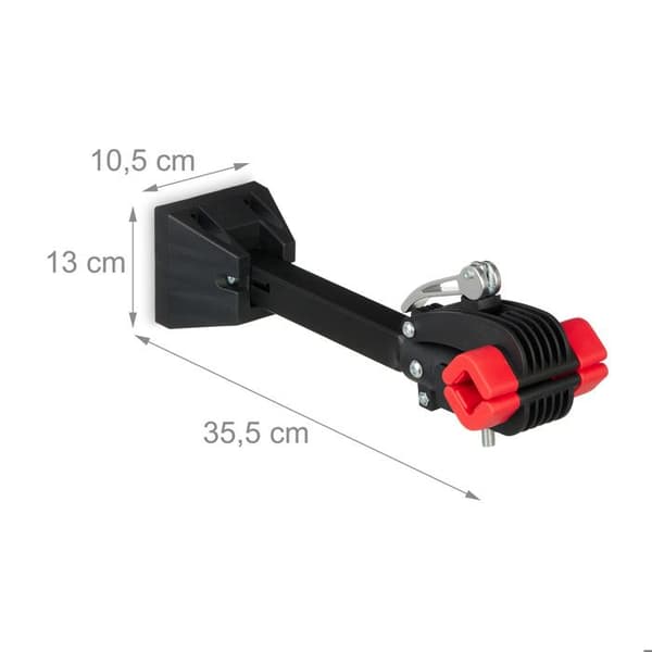 Relaxdays stöttande väggfäste för cykel, ram: 25-40 mm, upp till 20 kg, klämma för reparation, garage och verkstad, svart - röd
