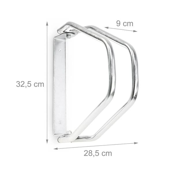 Relaxdays MTB Cykelställ HxBxD 32,5 x 9 x 28,5 cm Cykelställ System Parkeringsställ 1 Cykel Metall Väggmonterad, Silver